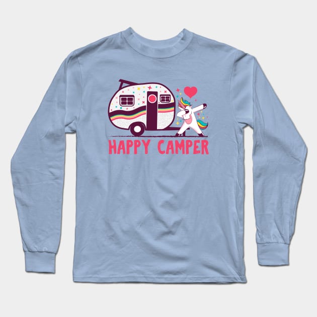 Happy camper camping T-shirt Long Sleeve T-Shirt by Tesszero